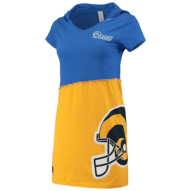 Women's Refried Apparel Royal/Gold Los Angeles Rams Sustainable Hooded Mini  Dress