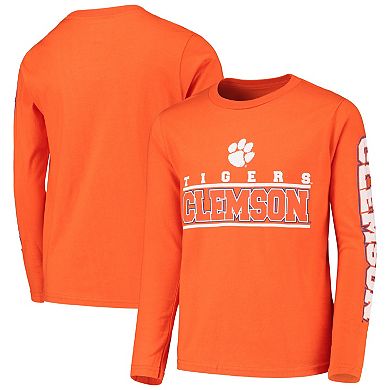 Youth Orange Clemson Tigers Transition Two-Hit Long Sleeve T-Shirt