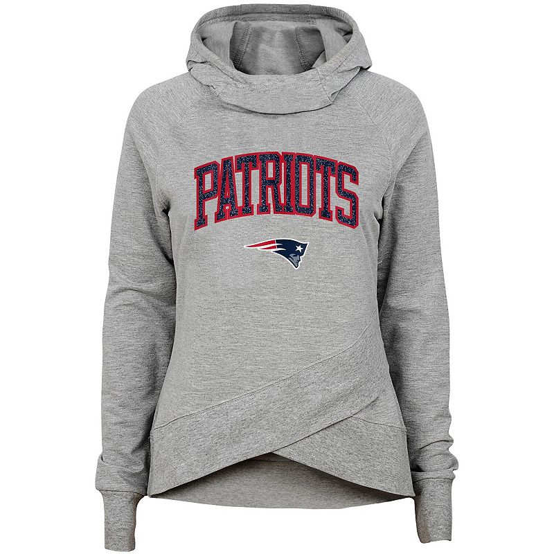 UPC 193419529245 product image for Youth Heathered Gray New England Patriots Glam Girl Funnel Neck Pullover Hoodie, | upcitemdb.com