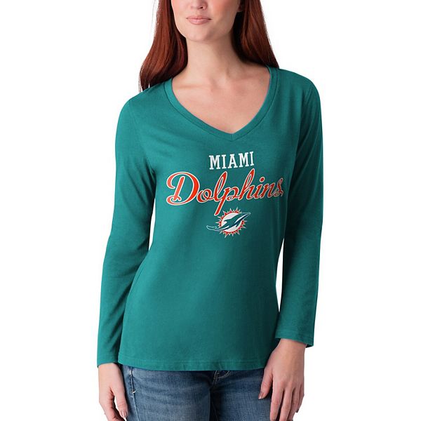 Tyreek Hill Miami Dolphins Majestic Threads Women's Name & Number Raglan  3/4 Sleeve T-Shirt - Aqua