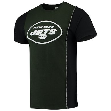 Men's Refried Apparel Green/Black New York Jets Sustainable Upcycled Split T-Shirt