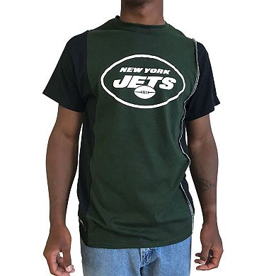 Men's Refried Apparel Green/Black New York Jets Sustainable Upcycled Split T-Shirt
