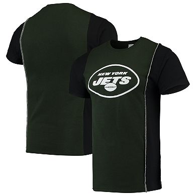 Men's Refried Apparel Green/Black New York Jets Sustainable Upcycled Split T-Shirt