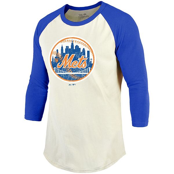 New York Mets Majestic Threads Women's Raglan 3/4-Sleeve T-Shirt