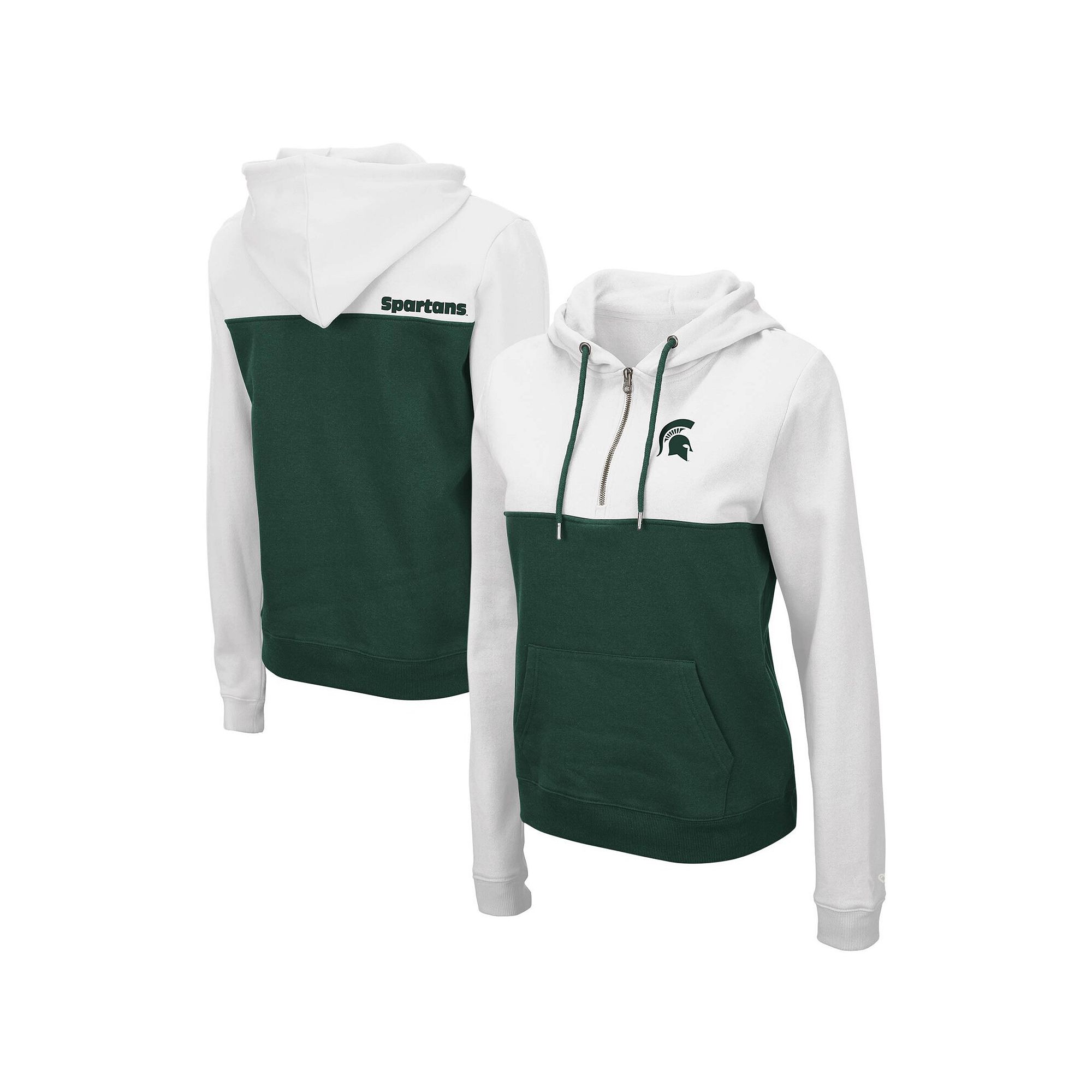 Womens Colosseum White/Hunter Green Michigan State Spartans Aidan Lightwei