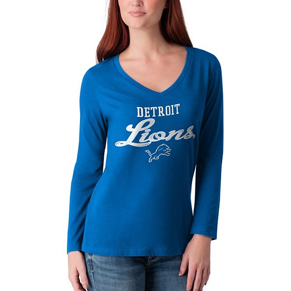 Women's Touch Black Detroit Lions Triple Play V-Neck T-Shirt