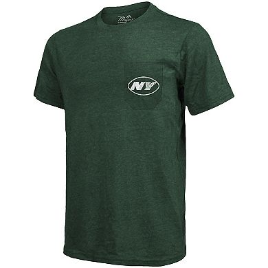 New York Jets Majestic Threads Tri-Blend Pocket T-Shirt - Heathered Green