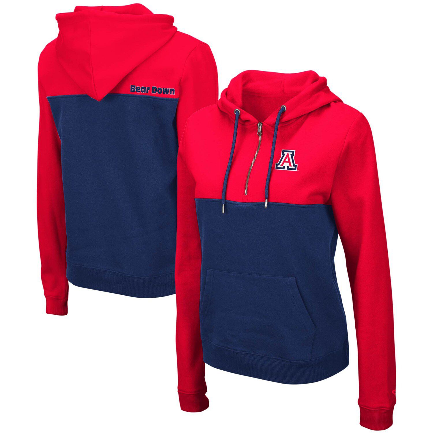 red half zip pullover women's