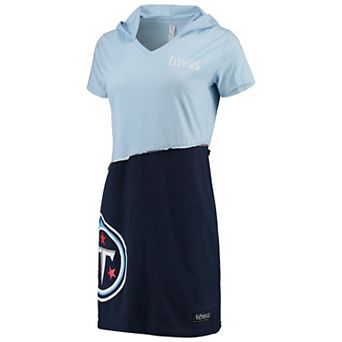 Women's Refried Apparel Light Blue/Navy Tennessee Titans Hooded Mini Dress