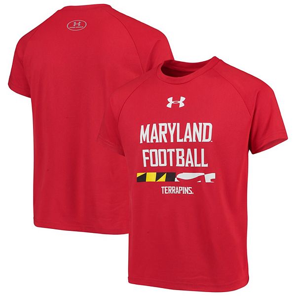 Youth Under Armour Red Maryland Terrapins Football Tech T Shirt - purple under armour logo roblox