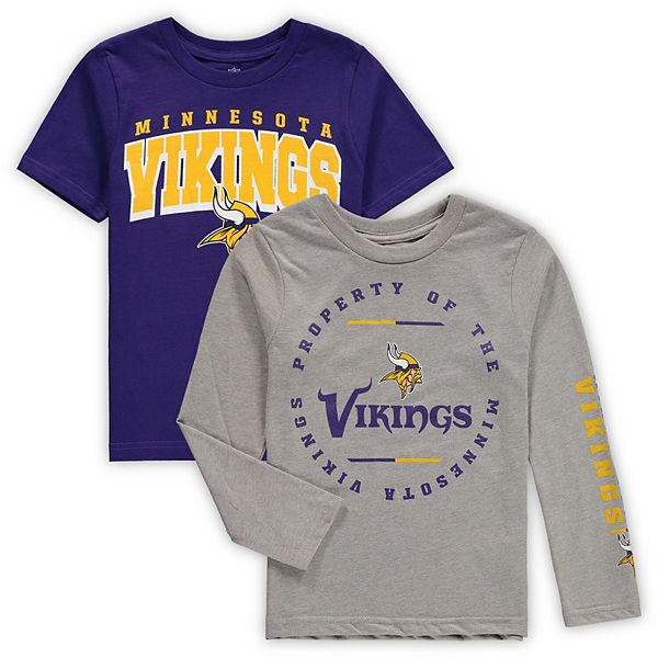 Outerstuff Big Boys Heathered Gray Minnesota Vikings Long Sleeve T