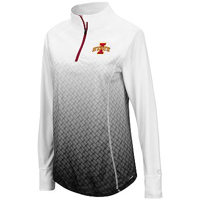 Women's Colosseum Black Iowa State Cyclones Magic Ombre Quarter-Zip Raglan Jacket