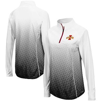 Women's Colosseum Black Iowa State Cyclones Magic Ombre Quarter-Zip Raglan Jacket