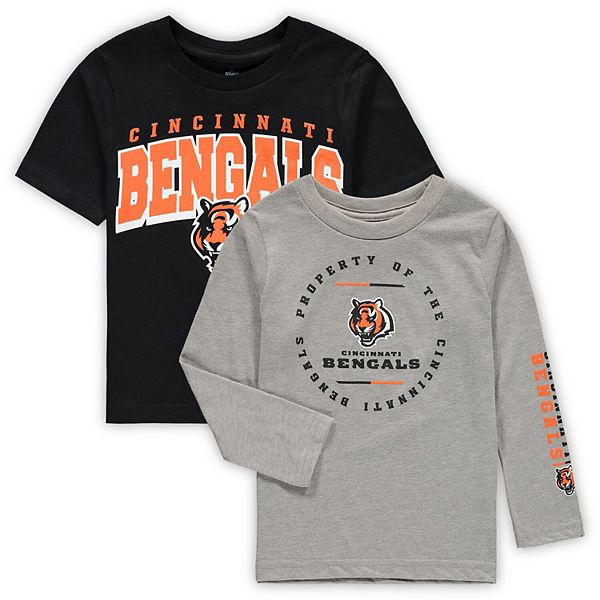 Toddler Black/Heathered Gray Cincinnati Bengals Club Short Sleeve & Long  Sleeve T-Shirt Combo Pack