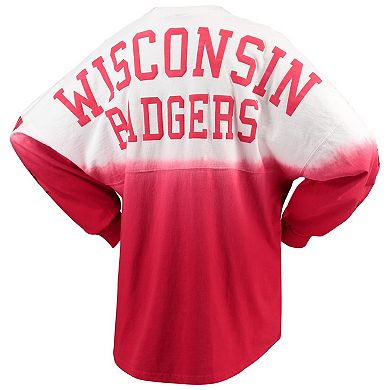 Women's Red Wisconsin Badgers Sleeve Repeat Logo Long Sleeve T-Shirt