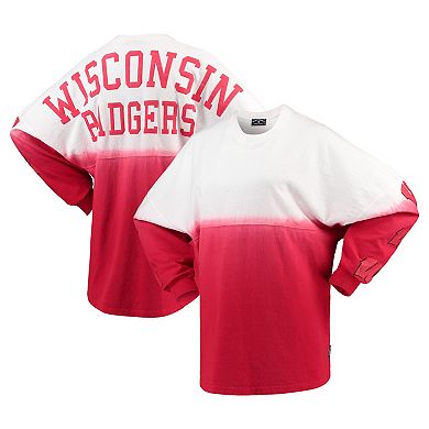 Women's Red Wisconsin Badgers Sleeve Repeat Logo Long Sleeve T-Shirt