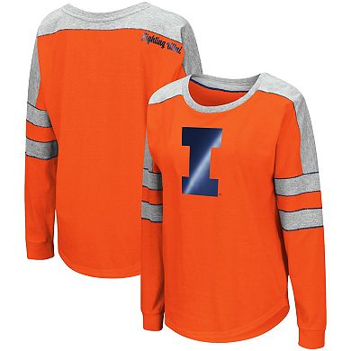 Women's Colosseum Orange Illinois Fighting Illini Trey Dolman Long Sleeve T-Shirt