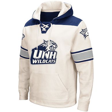 Men's Colosseum Cream New Hampshire Wildcats 2.0 Lace-Up Pullover Hoodie
