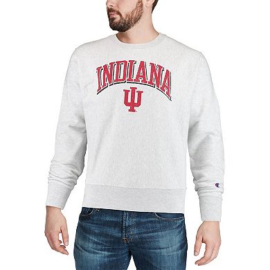 Men's Champion Gray Indiana Hoosiers Arch Over Logo Reverse Weave Pullover Sweatshirt