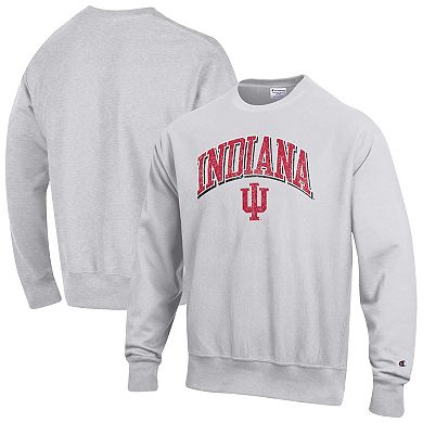 Men's Champion Gray Indiana Hoosiers Arch Over Logo Reverse Weave Pullover Sweatshirt