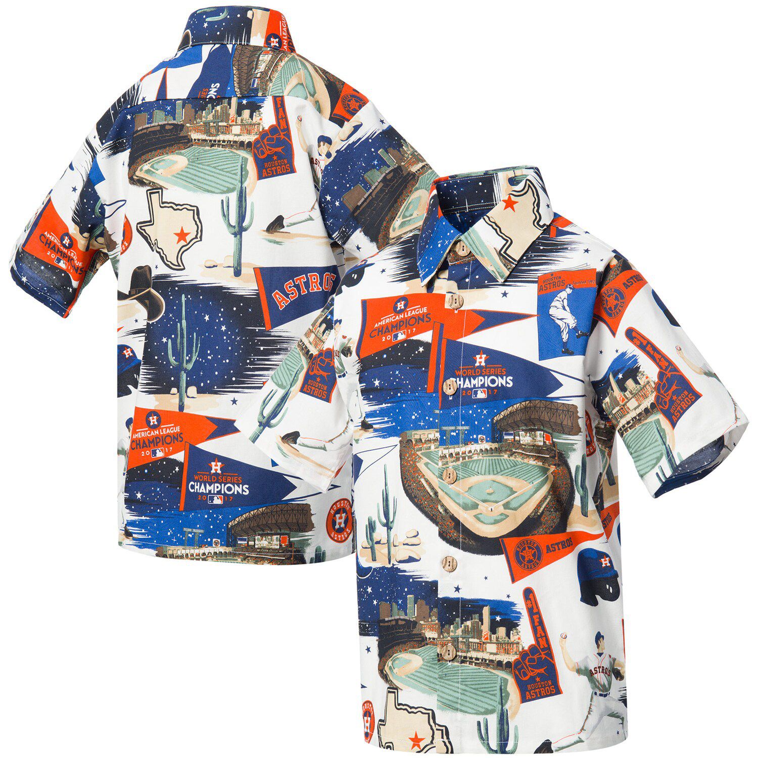 Antigua Men's Houston Astros Game Day Woven Fishing Shirt