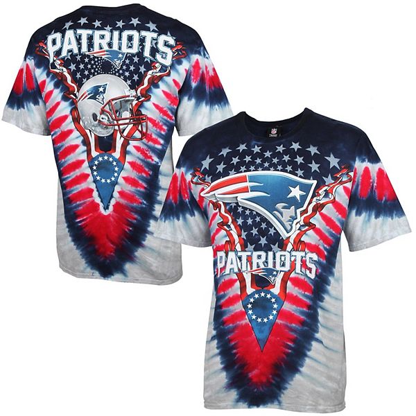 Women's New Era Navy New England Patriots Tie-Dye Long Sleeve T-Shirt