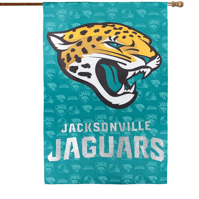 Jacksonville Jaguars 29 x 43 Glitter Suede House Vertical Flag, Multic