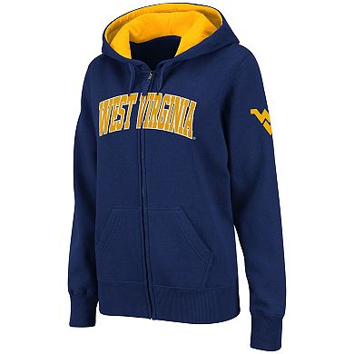 Women's Stadium Athletic Navy West Virginia Mountaineers Arched Name Full-Zip Hoodie