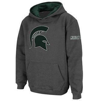 Youth Stadium Athletic Charcoal Michigan State Spartans Big Logo Pullover Hoodie
