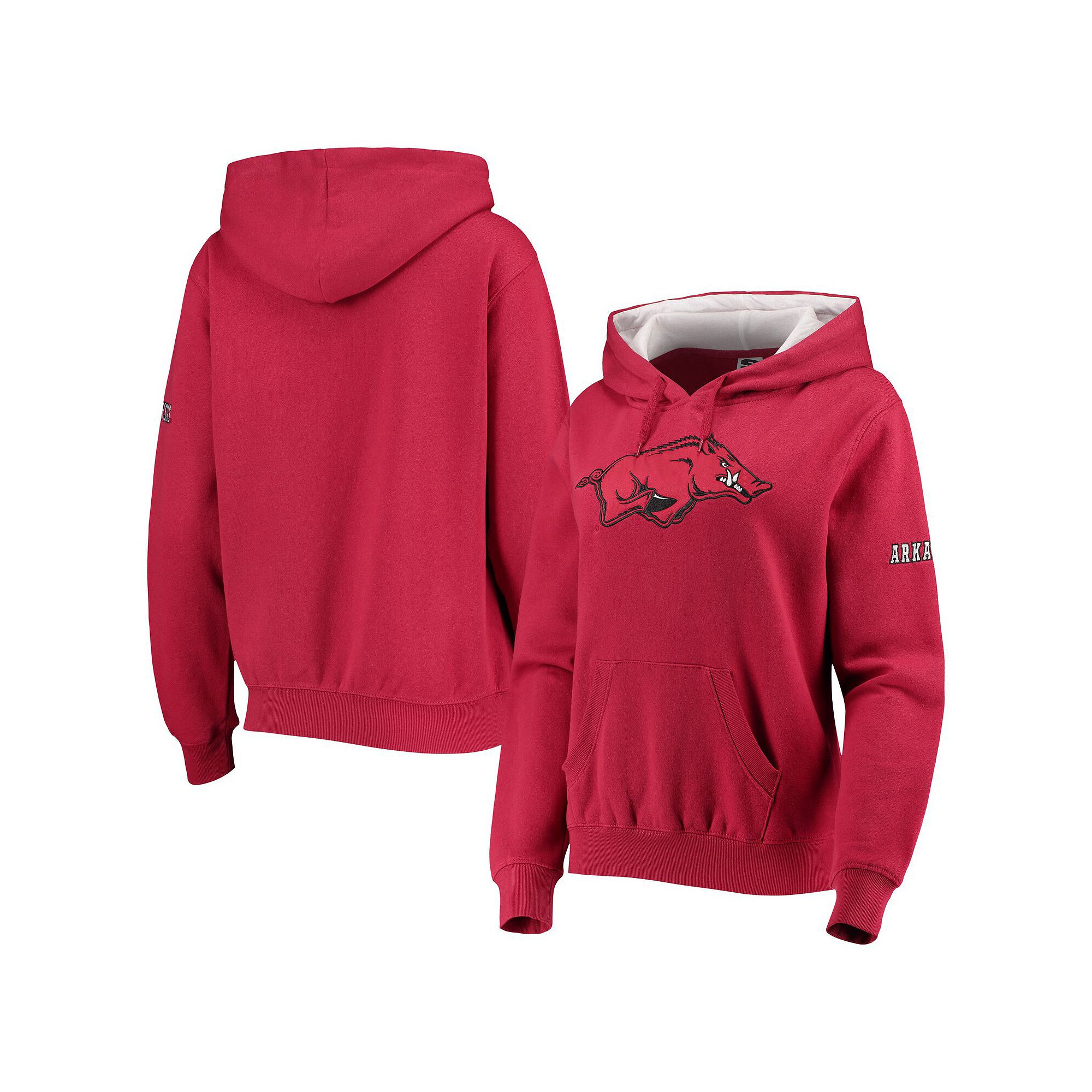 Womens Stadium Athletic Cardinal Arkansas Razorbacks Big Logo Pullover Hoo