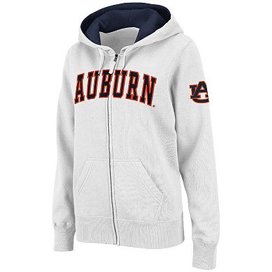 Women's Stadium Athletic White Auburn Tigers Arched Name Full-Zip Hoodie