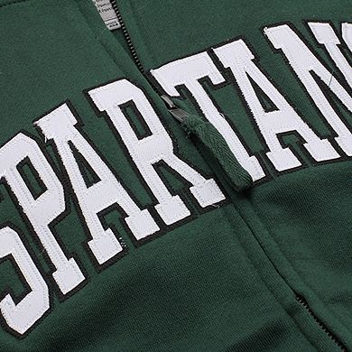 Women's Stadium Athletic Green Michigan State Spartans Arched Name Full-Zip Hoodie