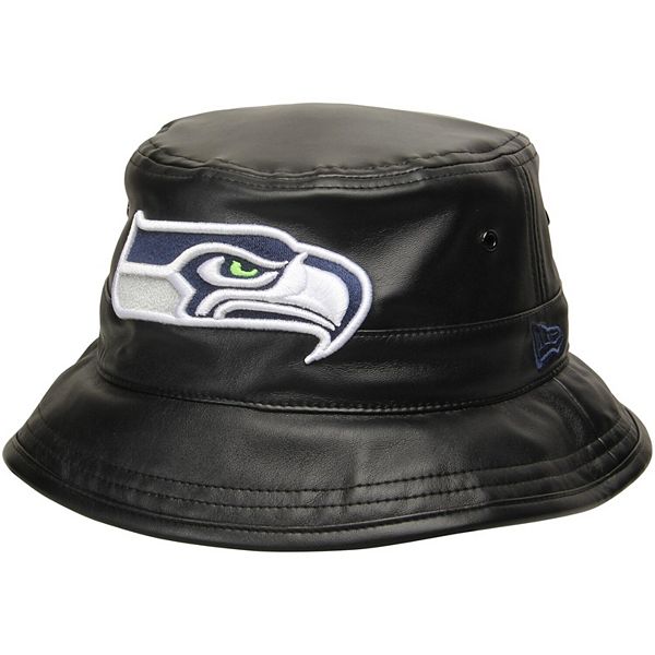 Seahawks Seattle New Leather Men\'s Bucket Black Hat Era Faux