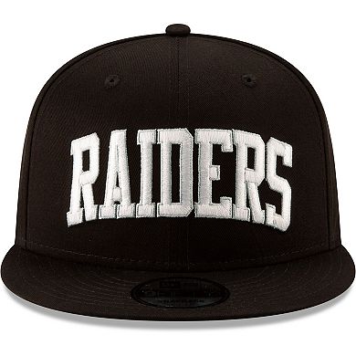 Men's New Era Black Las Vegas Raiders Throwback Wordmark 9FIFTY Adjustable Snapback Hat