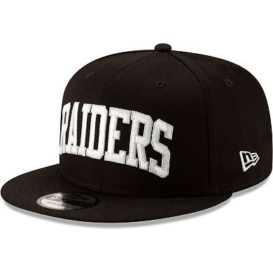 Men's New Era Black Las Vegas Raiders Throwback Wordmark 9FIFTY Adjustable Snapback Hat
