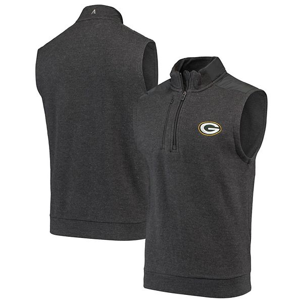 Men's Antigua Heathered Charcoal Green Bay Packers Course Full-Zip