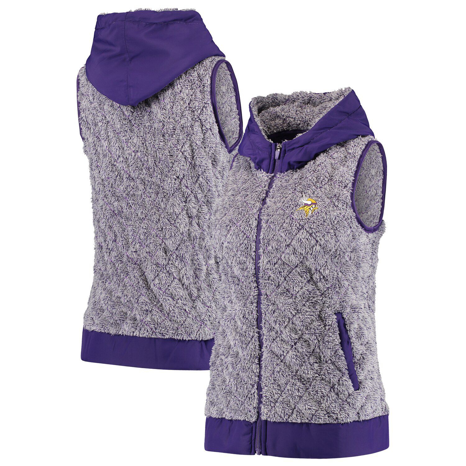 purple hooded vest