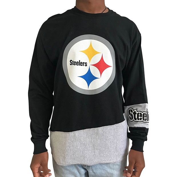 Men's Refried Apparel Black/Gray Pittsburgh Steelers Sustainable Upcycled  Angle Long Sleeve T-Shirt