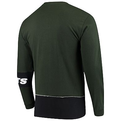 Men's Refried Apparel Green/Black New York Jets Sustainable Upcycled Angle Long Sleeve T-Shirt