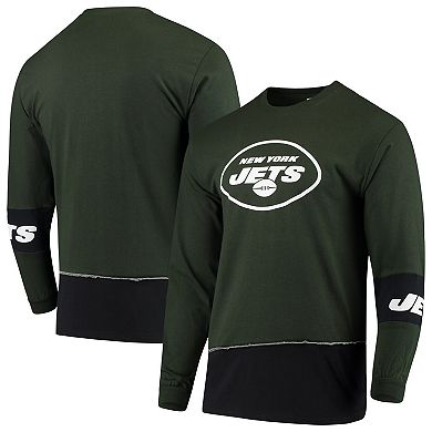Men's Refried Apparel Green/Black New York Jets Sustainable Upcycled Angle Long Sleeve T-Shirt