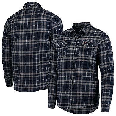 Men's Antigua Navy/Gray Houston Texans Stance Flannel Button-Up Long Sleeve  Shirt