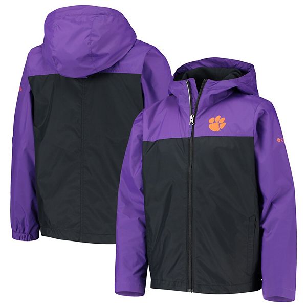 Youth Columbia Purple/Black Clemson Tigers Rainzilla Waterproof Full