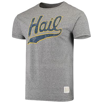 Men's Original Retro Brand Heathered Gray Michigan Wolverines Vintage Hail Tri-Blend T-Shirt