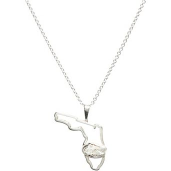 Women's Dayna Designs Silver Florida Gators Team State Outline Necklace