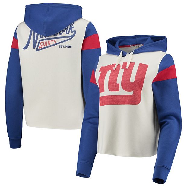 Women's Junk Food White New York Giants Cropped Fleece Pullover Hoodie
