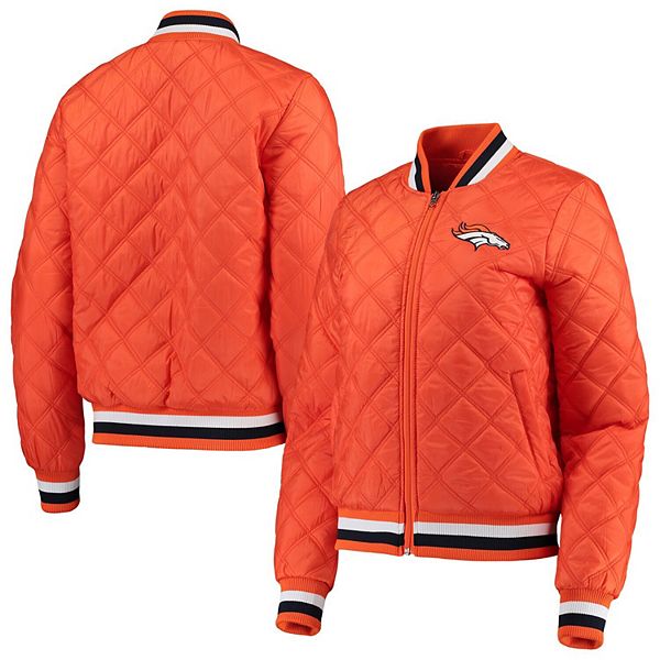 Women's G-III 4Her by Carl Banks Orange Denver Broncos Goal Line Quilted  Bomber Full-Zip Jacket