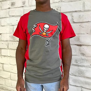 Men's Refried Apparel Pewter/Red Tampa Bay Buccaneers Sustainable Upcycled Split T-Shirt