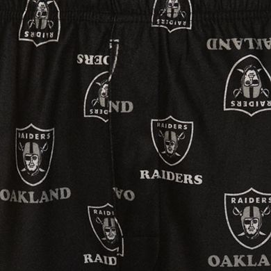 Oakland Raiders Youth All Over Print Lounge Pants - Black
