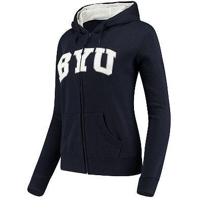 Women's Stadium Athletic Navy BYU Cougars Arched Name Full-Zip Hoodie