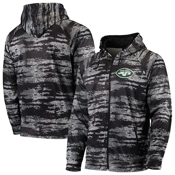 Men's Zubaz Black New York Jets Tonal Oxide Full-Zip Hoodie